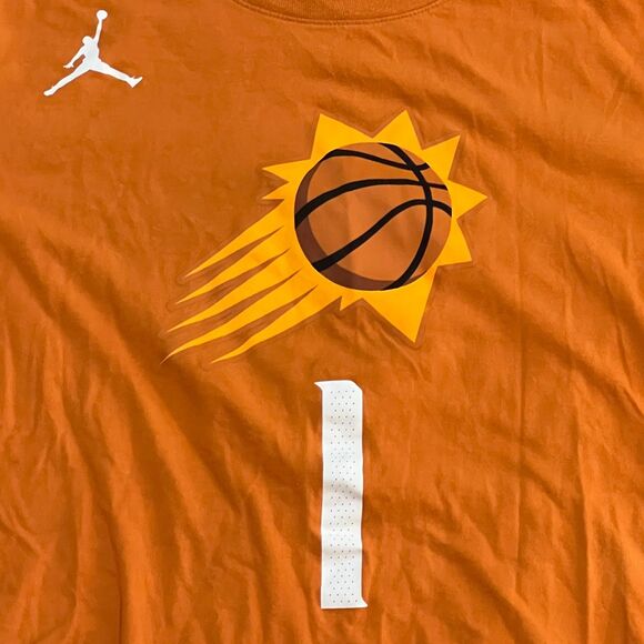 Devin Booker Phoenix Suns Jordan 2020/21 Orange T-Shirt - Mens Size Medium - Picture 2 of 5